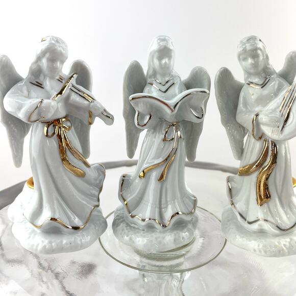 Christmas On Mainstreet Porcelain Angel Candleholders Set of 3 Musical Angels - Picture 1 of 14